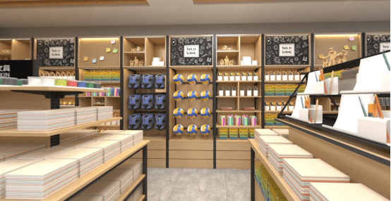 如何通过放置文具店货架上的产品来吸引顾客?